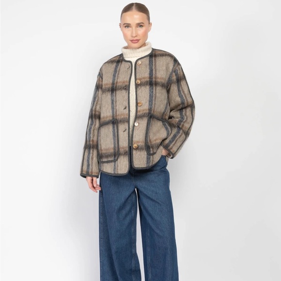 Tanya Taylor Lightweight Plaid Shirt Jacket Brown and Gravy - Picture 5 of 7